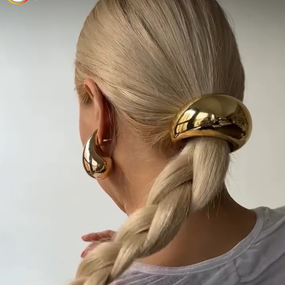 Semi-Circular Stainless Steel 18k Gold Elastic Hair Band